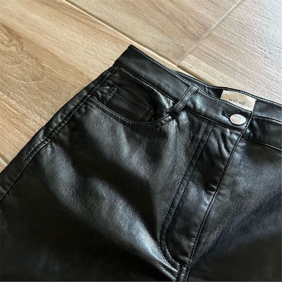 Aritzia Wilfred Women's Black Vegan Leather Straight Pants Size 2 - Picture 3 of 6